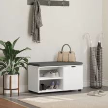   vidaXL Előtér pad párnával Egyszínű Fehér 80 x 38 x 46 cm