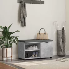   vidaXL Előtér pad párnával Egyszínű Beton Szürke 80 x 38 x 46 cm