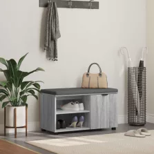   vidaXL Előtér pad párnával Egyszínű Szürke Sonoma 80 x 38 x 46 cm