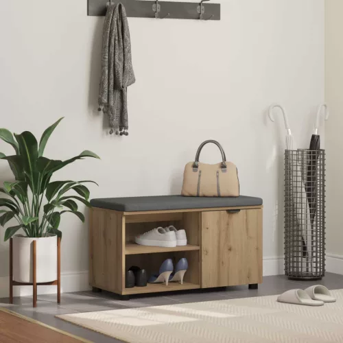 vidaXL Előtér pad párnával Egyszínű Artisan tölgy 80 x 38 x 46 cm