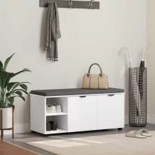   vidaXL Előtér pad párnával Egyszínű Fehér 100 x 38 x 46 cm