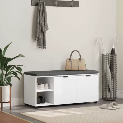 vidaXL Előtér pad párnával Egyszínű Fehér 100 x 38 x 46 cm