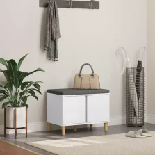   vidaXL Előtér pad párnával tárolóval ajtóval Fehér 60 x 38 x 46 cm