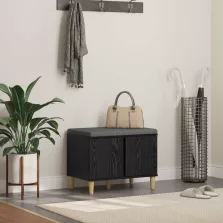   vidaXL Előtér pad párnával tárolóval Fekete tölgy 60 x 38 x 46 cm