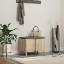   vidaXL Előtér pad párnával tárolóval Sonoma tölgy 60 x 38 x 46 cm