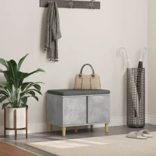   vidaXL Előtér pad párnával tárolóval Beton Szürke 60 x 38 x 46 cm