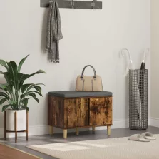   vidaXL Előtér pad párnával tárolóval Füstölt tölgy 60 x 38 x 46 cm