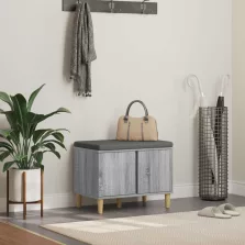   vidaXL Előtér pad párnával tárolóval Szürke Sonoma 60 x 38 x 46 cm