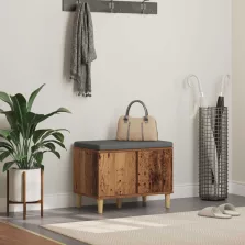   vidaXL Előtér pad párnával tárolóval ajtóval Öreg fa 60 x 38 x 46 cm