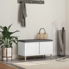   vidaXL Előtér pad párnával tárolóval ajtóval Fehér 60 x 38 x 46 cm