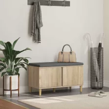   vidaXL Előtér pad párnával tárolóval Sonoma tölgy 60 x 38 x 46 cm