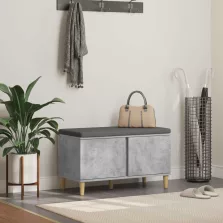   vidaXL Előtér pad párnával tárolóval Beton Szürke 60 x 38 x 46 cm