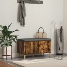   vidaXL Előtér pad párnával tárolóval Füstölt tölgy 60 x 38 x 46 cm