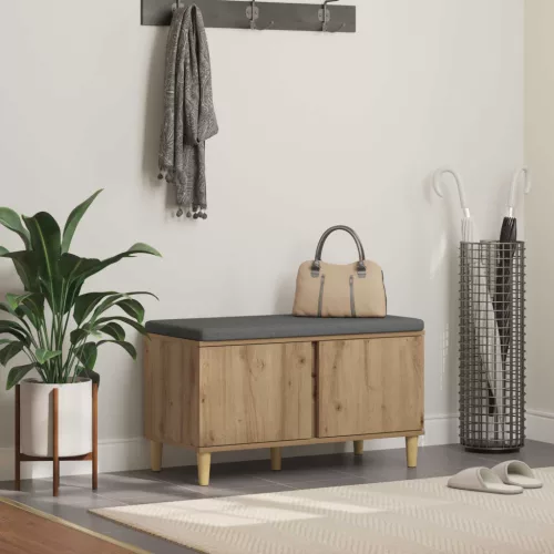 vidaXL Előtér pad párnával tárolóval Artisan tölgy 60 x 38 x 46 cm