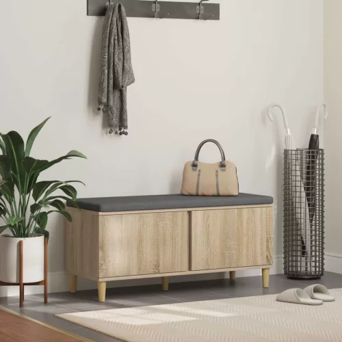 vidaXL Előtér pad párnával tárolóval Sonoma tölgy 60 x 38 x 46 cm