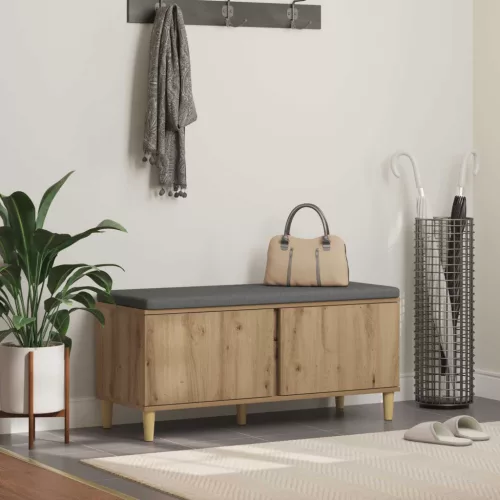vidaXL Előtér pad párnával tárolóval Artisan tölgy 60 x 38 x 46 cm