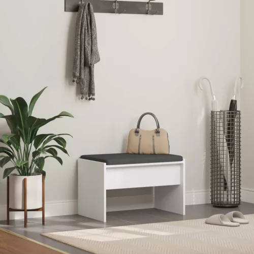 vidaXL Előtér pad párnával Fehér 63 x 38 x 40 cm