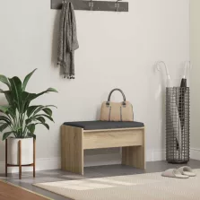 vidaXL Előtér pad párnával Sonoma tölgy 63 x 38 x 40 cm