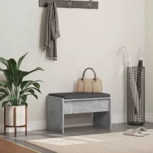 vidaXL Előtér pad párnával Beton Szürke 63 x 38 x 40 cm