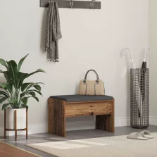 vidaXL Előtér pad párnával Öreg fa 63 x 38 x 40 cm