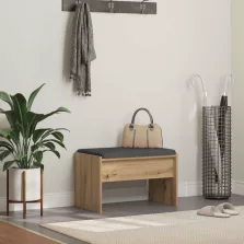   vidaXL Előtér pad párnával Artisan tölgy 63 x 38 x 40 cm