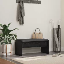 vidaXL Előtér pad párnával Fekete tölgy 83 x 38 x 40 cm