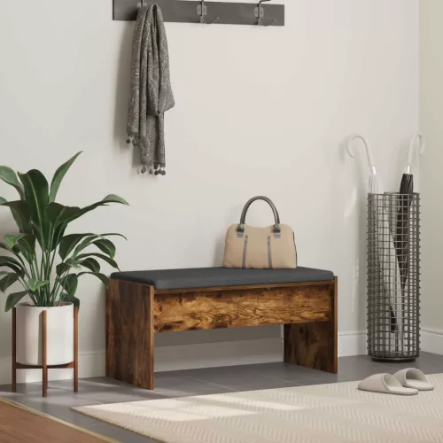 vidaXL Előtér pad párnával Füstölt tölgy 83 x 38 x 40 cm