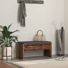 vidaXL Előtér pad párnával Öreg fa 83 x 38 x 40 cm