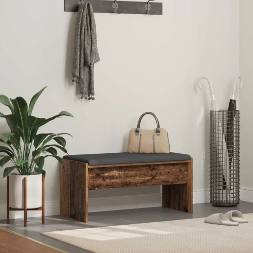 vidaXL Előtér pad párnával Öreg fa 83 x 38 x 40 cm