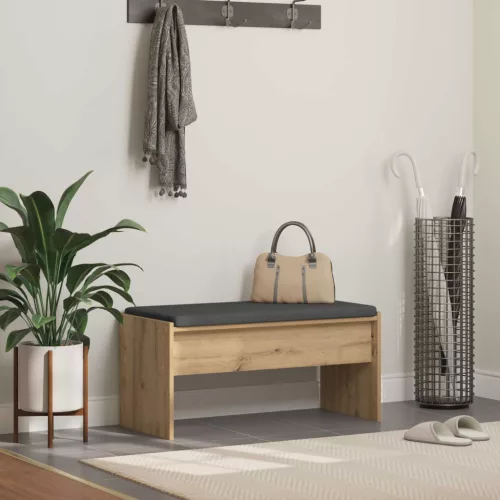 vidaXL Előtér pad párnával Artisan tölgy 83 x 38 x 40 cm