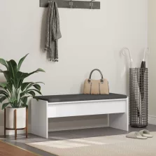 vidaXL Előtér pad párnával Fehér 103 x 38 x 40 cm