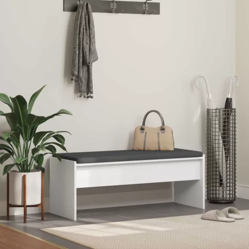 vidaXL Előtér pad párnával Fehér 103 x 38 x 40 cm