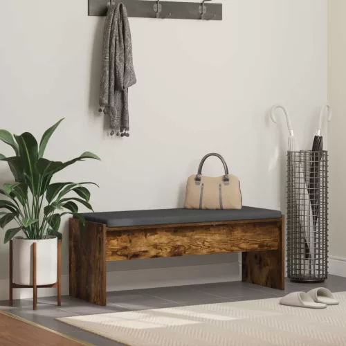 vidaXL Előtér pad párnával Füstölt tölgy 103 x 38 x 40 cm