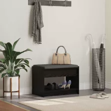   vidaXL Előtér pad Fekete Tölgy 63 x 38 x 45 cm Műanyag Fa és Szövet