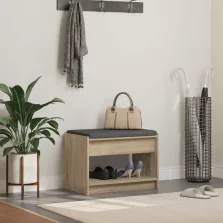   vidaXL Előtér pad Sonoma tölgy 63 x 38 x 45 cm Műanyag Fa és Szövet