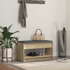   vidaXL Előtér pad Sonoma tölgy 83 x 38 x 45 cm Műanyag Fa és Szövet