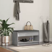   vidaXL Előtér pad Szürke Sonoma 83 x 38 x 45 cm Műanyag Fa és Szövet