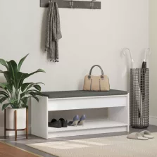   vidaXL Előtér pad párnával polcokkal tárolóval Fehér 103 x 38 x 45 cm