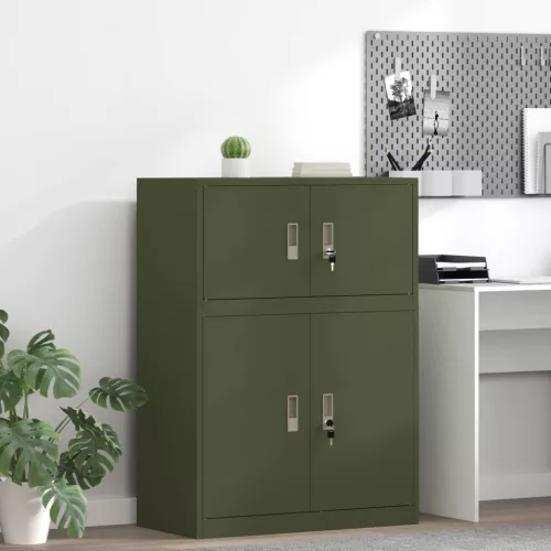 vidaXL Tárolószekrény Olajzöld 80 x 40 x 40 cm Acél