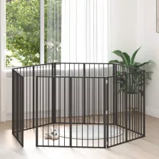   vidaXL Kutya Kapu 6 pcs Fekete 100 x 100 cm Horganyzott acél