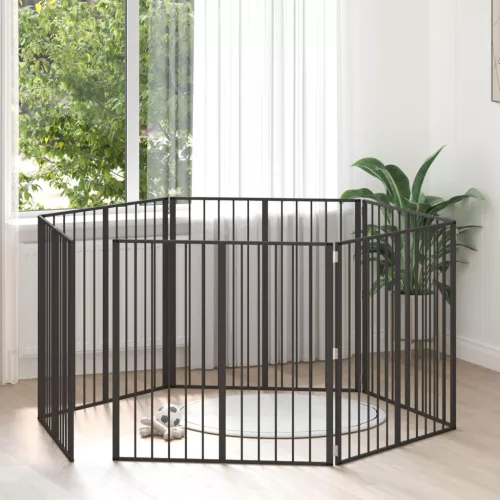 vidaXL Kutya Kapu 6 pcs Fekete 100 x 100 cm Horganyzott acél