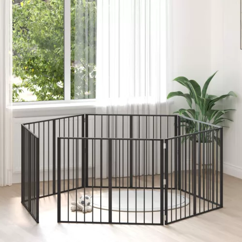 vidaXL Kutya Kapu 6 pcs Fekete 100 x 80 cm Horganyzott acél