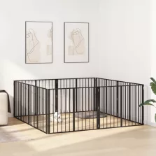vidaXL Kutya Kapu 8 pcs Fekete 100 x 80 cm Horganyzott acél
