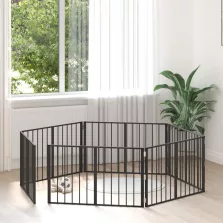 vidaXL Kutya Kapu 6 pcs Fekete 100 x 60 cm Horganyzott acél
