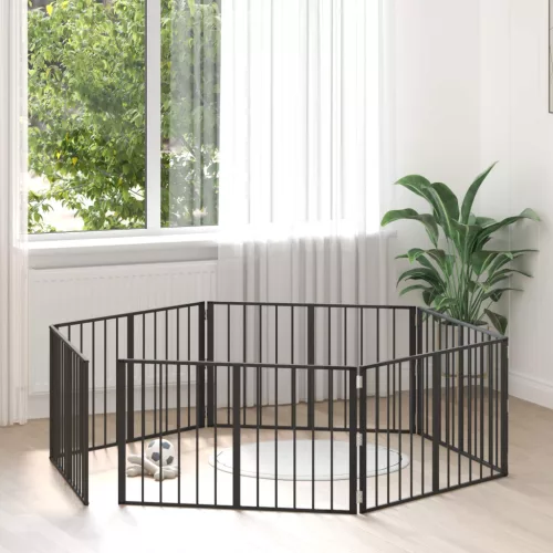 vidaXL Kutya Kapu 6 pcs Fekete 100 x 60 cm Horganyzott acél