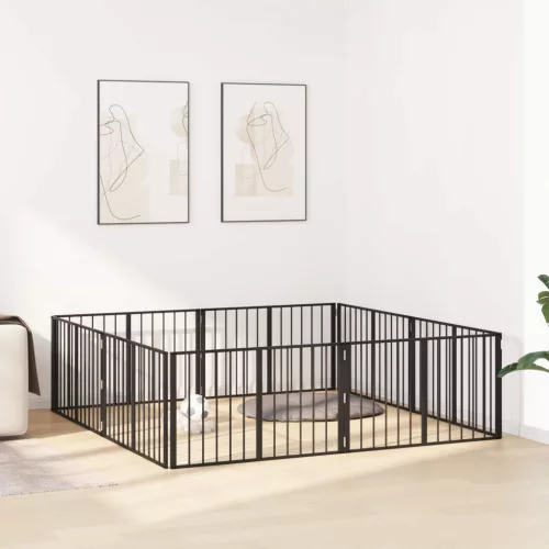 vidaXL Kutya Kapu 8 pcs Fekete 100 x 60 cm Horganyzott acél