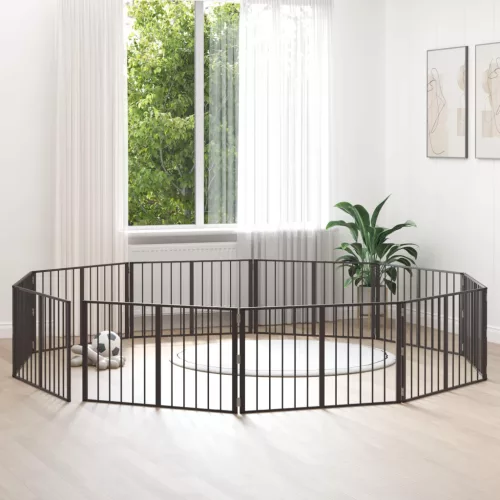 vidaXL Kutya Kapu 10 pcs Fekete 100 x 60 cm Horganyzott acél