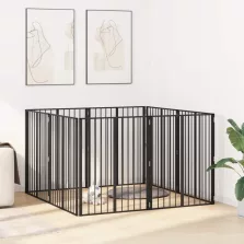 vidaXL Kutya Kapu 8 pcs Fekete 80 x 100 cm Horganyzott acél