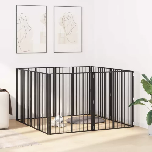vidaXL Kutya Kapu 8 pcs Fekete 80 x 100 cm Horganyzott acél
