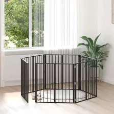 vidaXL Kutya Kapu 6 pcs Fekete 80 x 80 cm Horganyzott acél